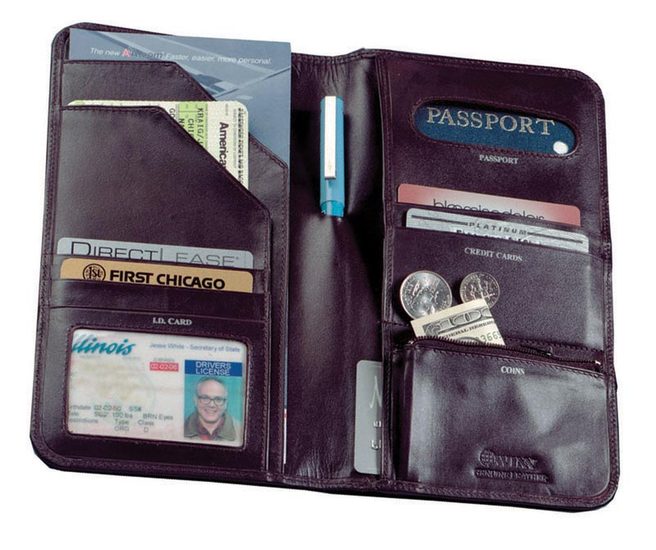 Leather Passport Organizer Wallet